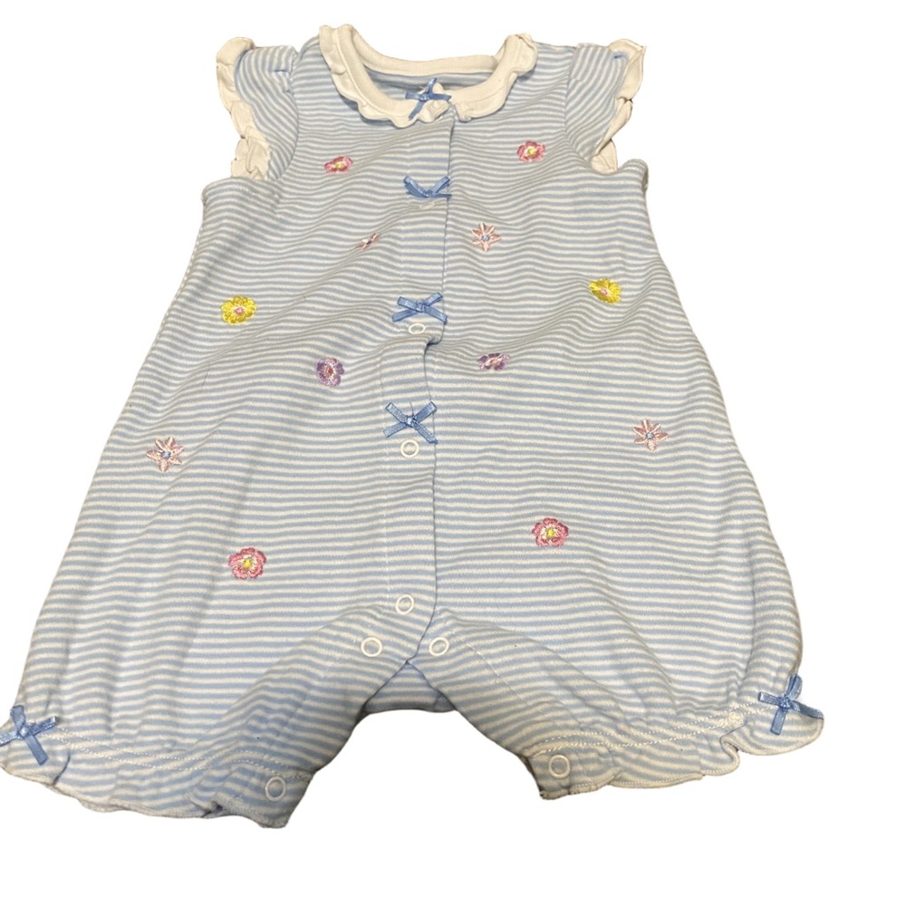 Little Me Baby Girl Summer Romper 6 m Blue Stripes Clothing Warm Weather 4/$20 🛑